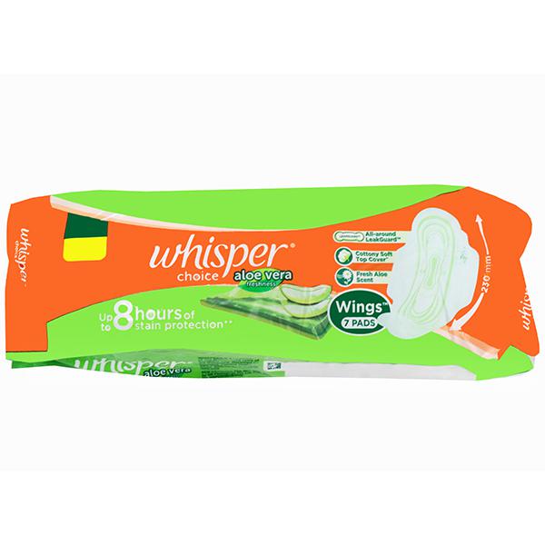 Whisper Choice Aloe Fresh Cottony Soft Reg with wings 7 Pads